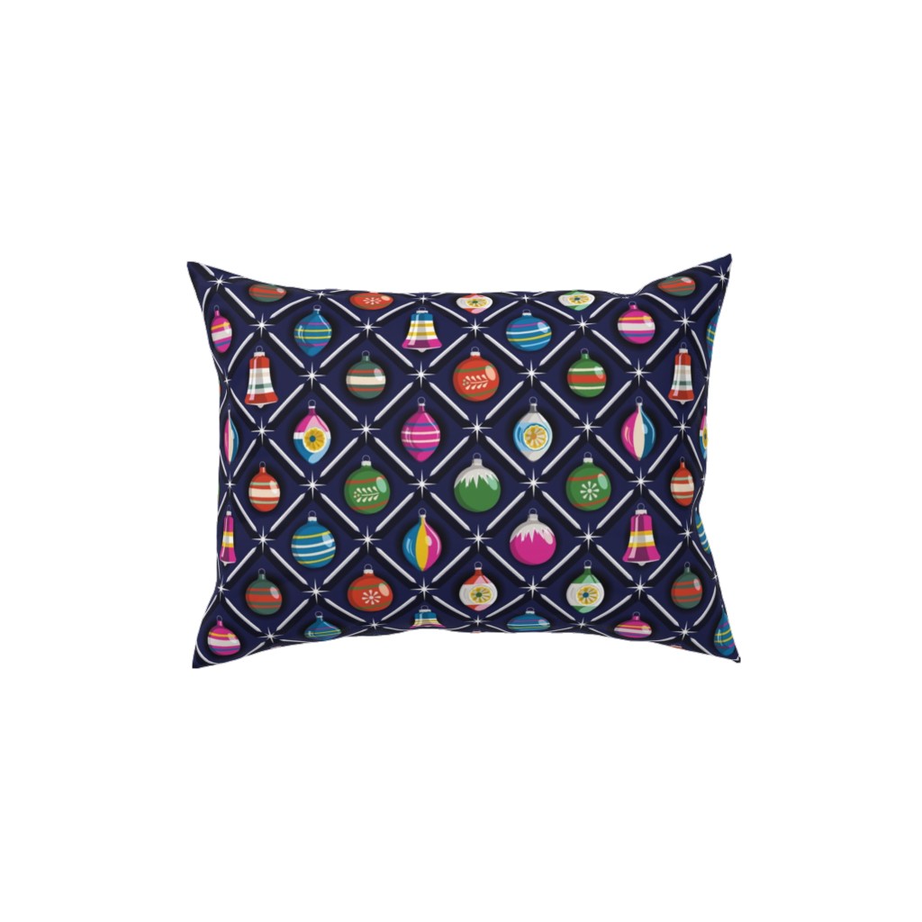 Shiny & Bright, Vintage Glass Ornaments - Multi Pillow, Woven, White, 12x16, Double Sided, Multicolor