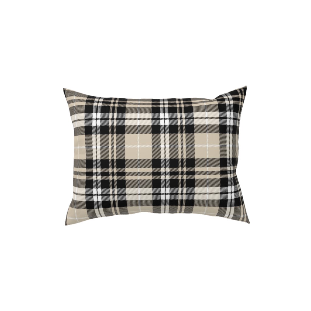 Fall Plaid Pillow, Woven, White, 12x16, Double Sided, Beige, beige