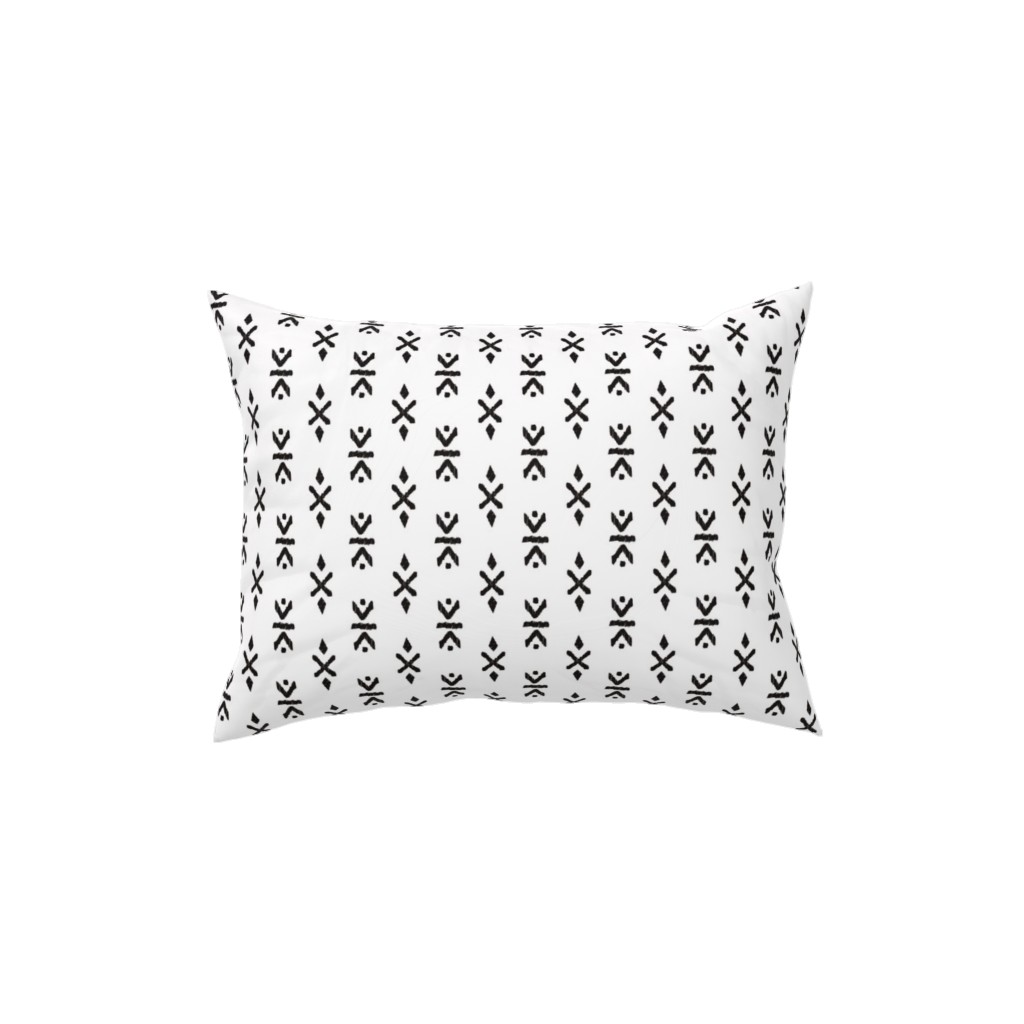 Monochrome Tribal Print - Neutral Pillow, Woven, White, 12x16, Double Sided, White, White