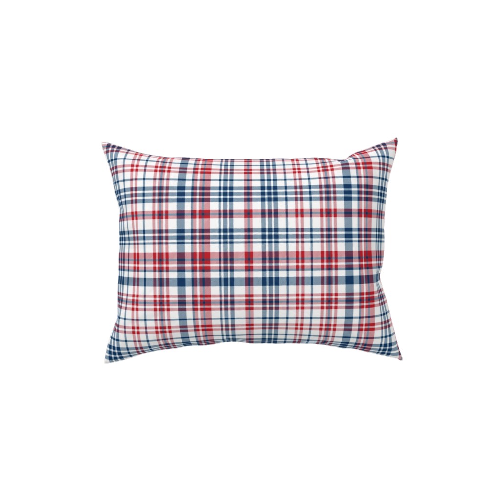 American Plaid - Blue and Red Pillow, Woven, White, 12x16, Double Sided, Multicolor