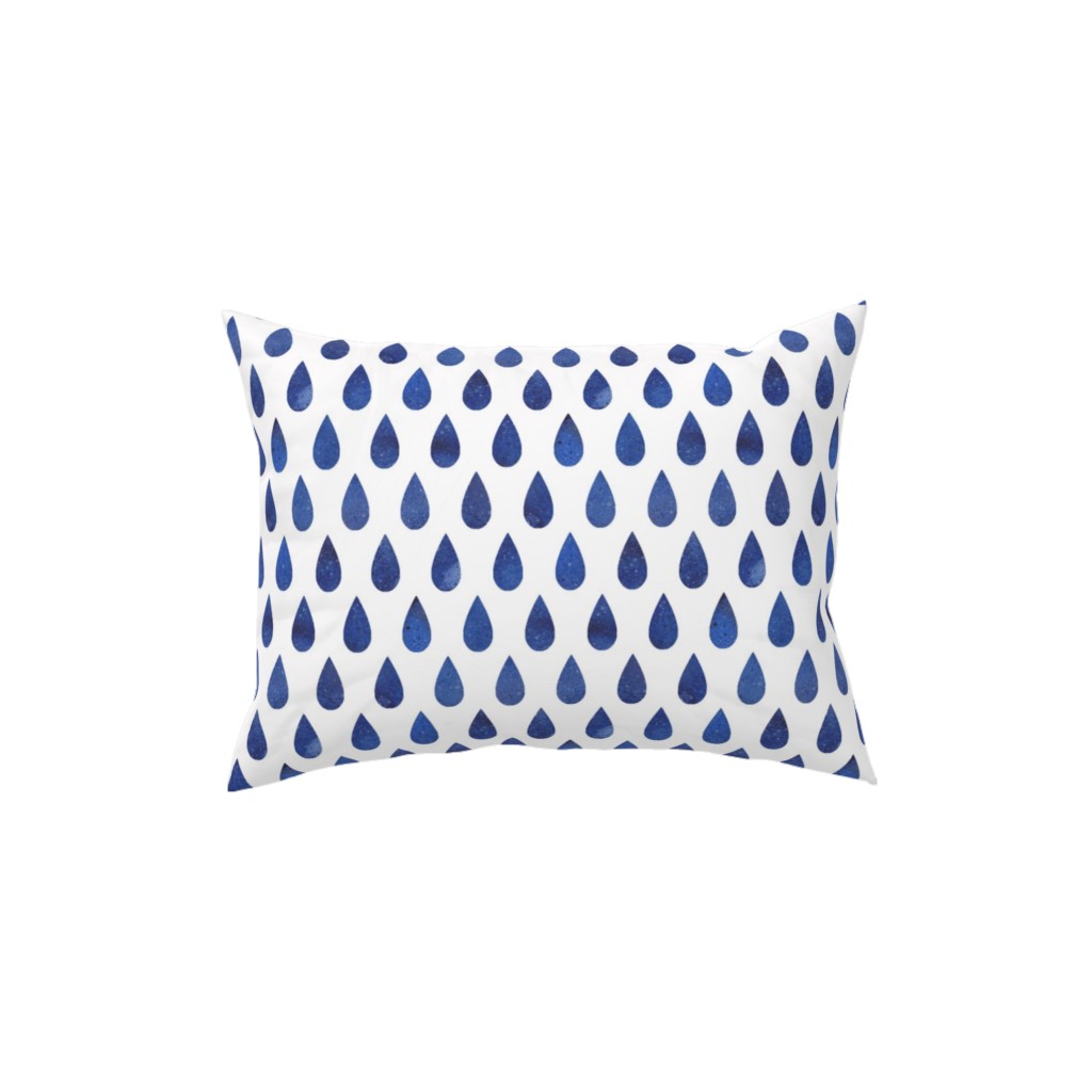 Drops Pillow, Woven, White, 12x16, Double Sided, Blue