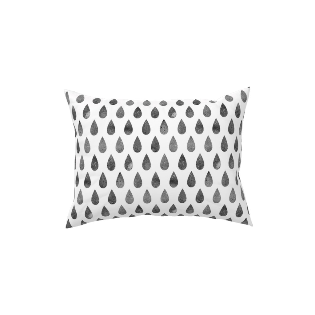 Drops Pillow, Woven, White, 12x16, Double Sided, Gray, Fog