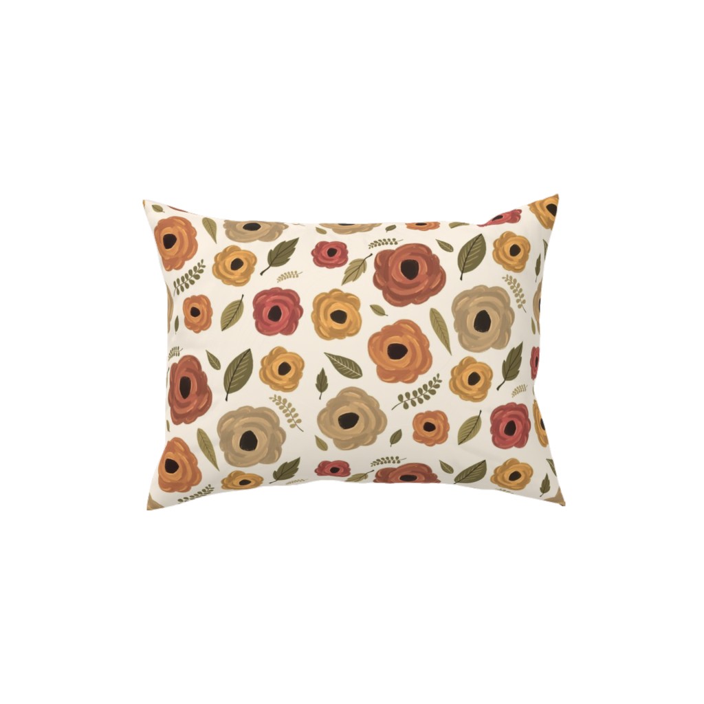 Fall Flowers - Light Pillow, Woven, White, 12x16, Double Sided, Multicolor