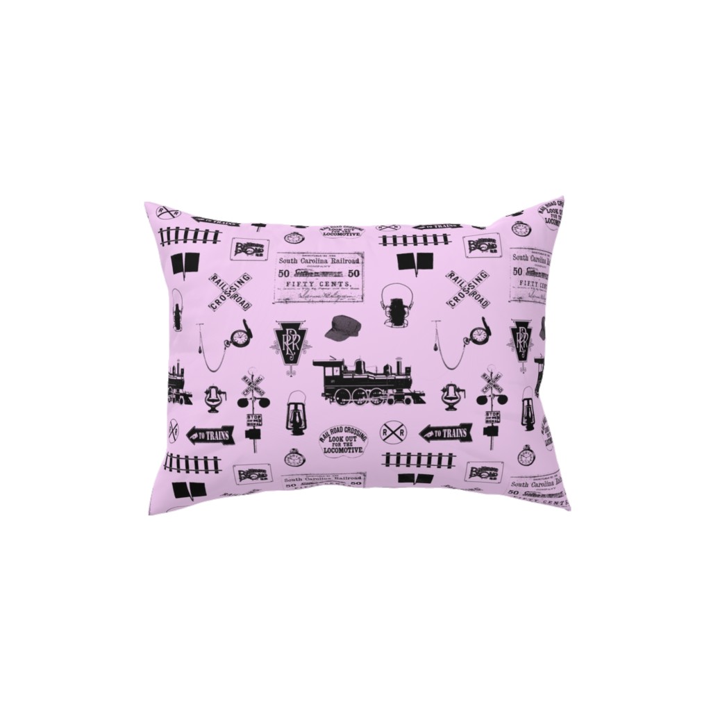 Railroad Pillow, Woven, White, 12x16, Double Sided, Pink, Penelope