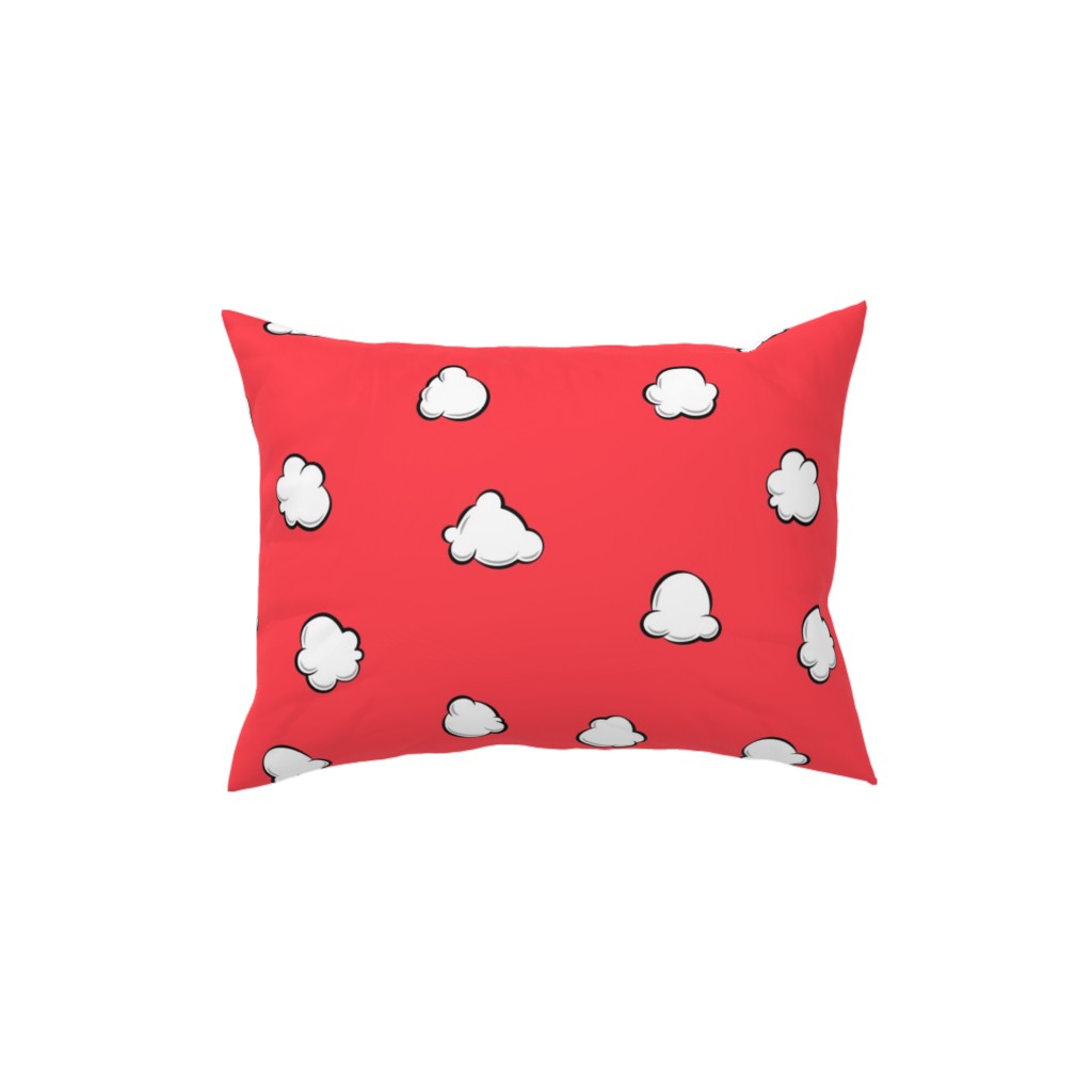 Popcorn - Red Pillow, Woven, White, 12x16, Double Sided, Red
