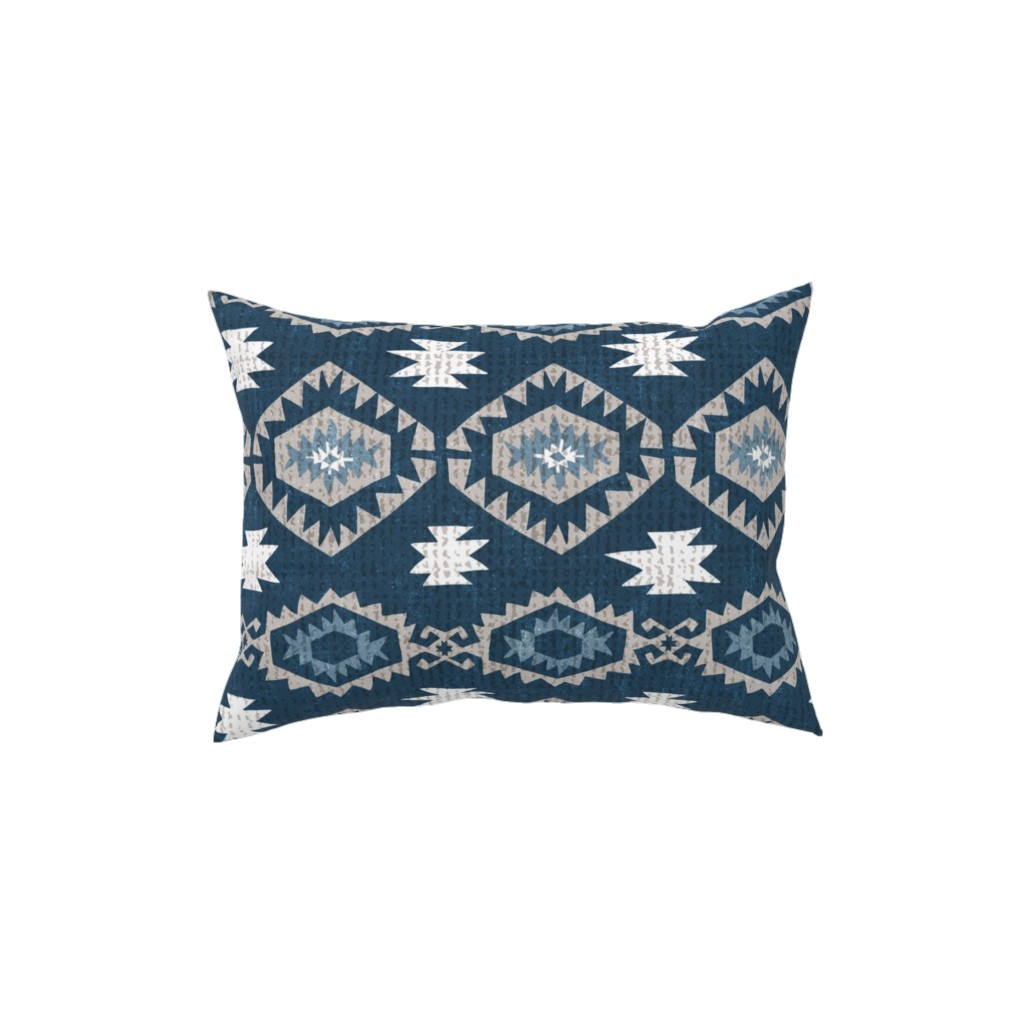 Kilim Me - Blue Pillow, Woven, White, 12x16, Double Sided, Blue, True Blue