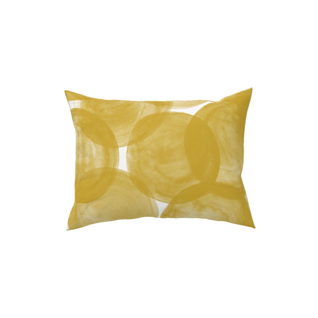 Watercolor Dots - Yellow Pillow, Woven, White, 12x16, Double Sided, Yellow, Classic Yellow