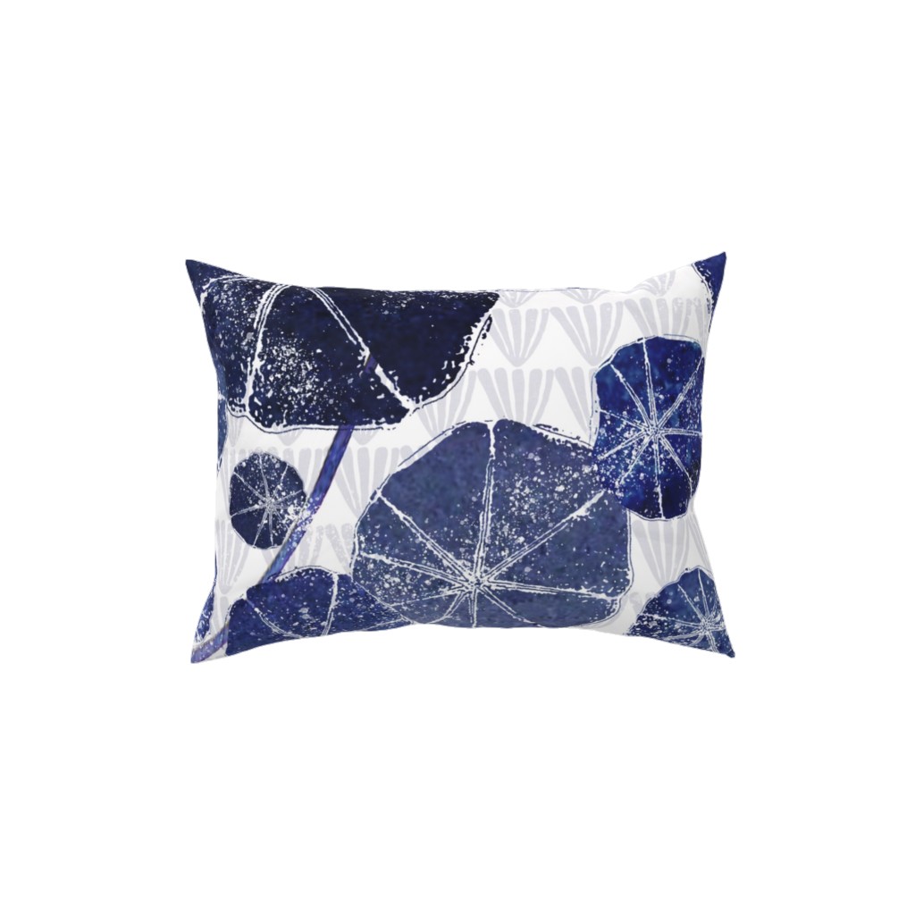 Art Deco Inspired Leaves - Blue Pillow, Woven, White, 12x16, Double Sided, Blue, True Blue