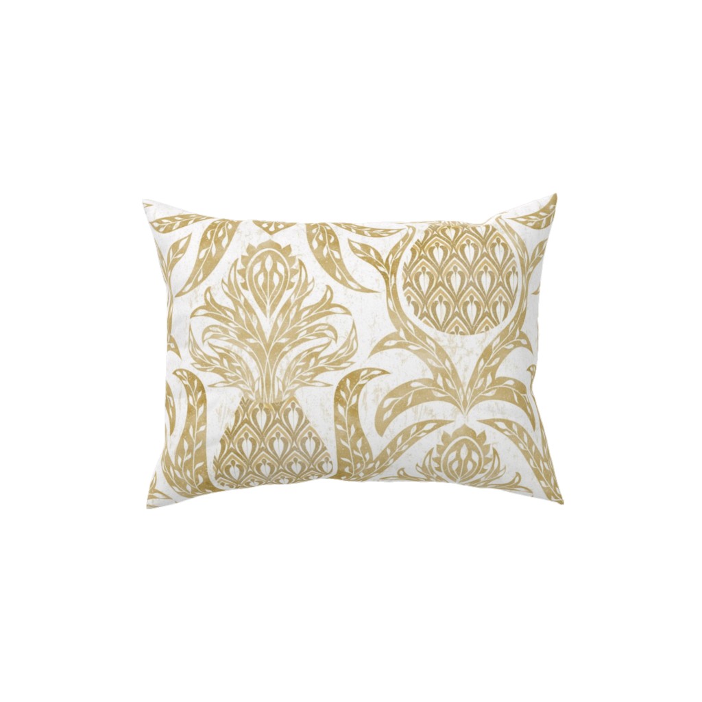 Welcome Pineapple - Gold Pillow, Woven, White, 12x16, Double Sided, Yellow