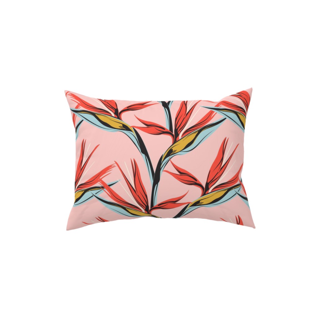 Bird of Paradise Pillow, Woven, White, 12x16, Double Sided, Pink