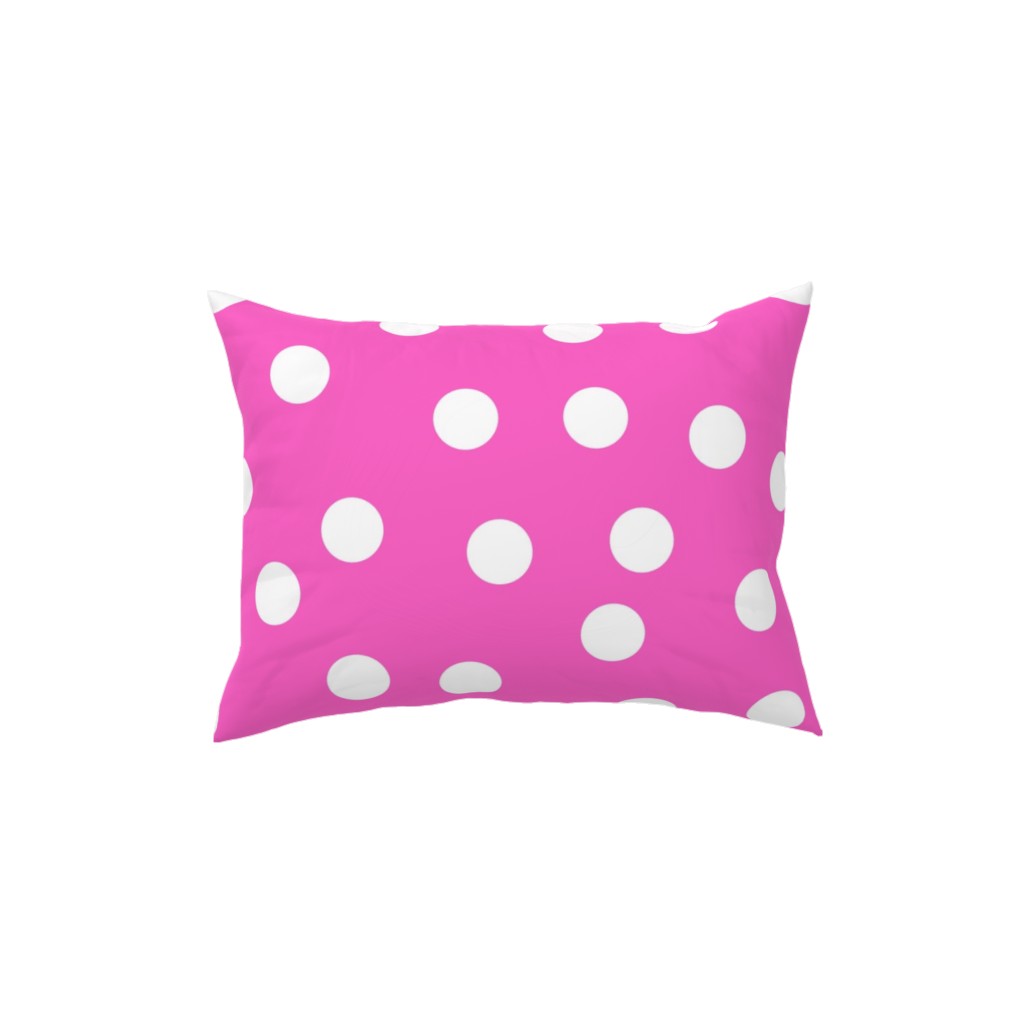 Polka Dot Scatter - Pink Pillow, Woven, White, 12x16, Double Sided, Pink, Bright Pink