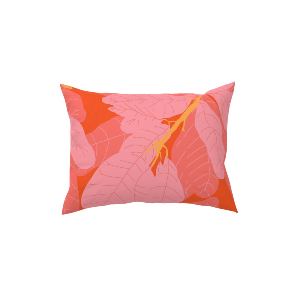Tropical Banana Leaves - Coral Spice Pillow, Woven, White, 12x16, Double Sided, Pink