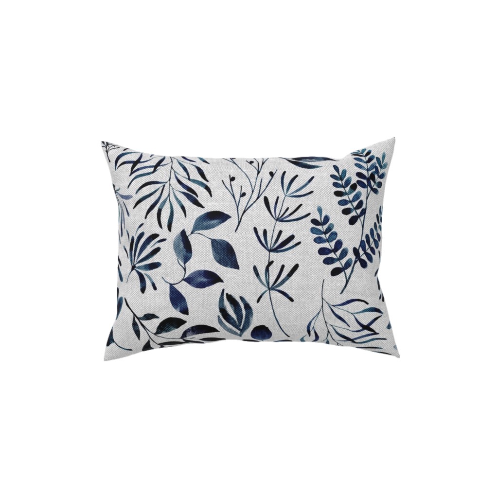 Leaves Nature Botanical Prints Pillow, Woven, White, 12x16, Double Sided, Blue