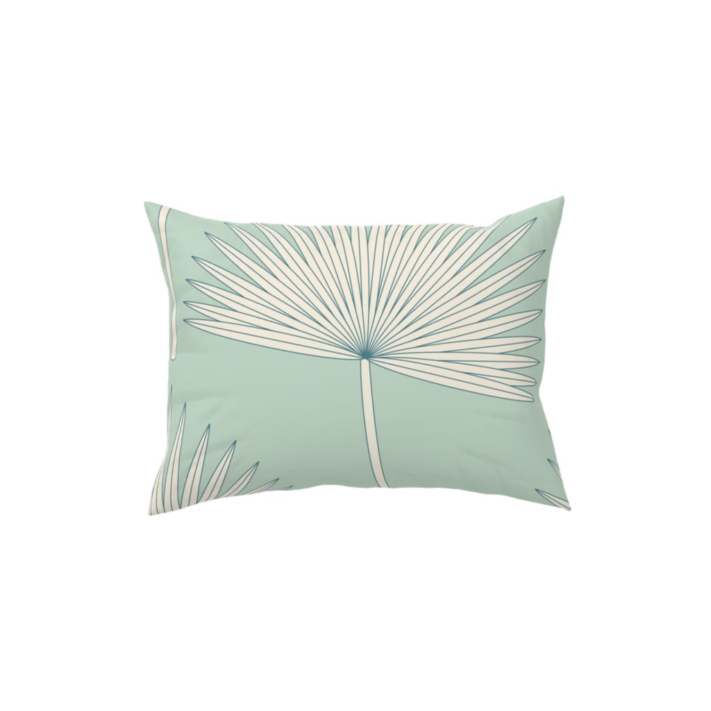 Boho Sunshine Palm Leaves Pillow, Woven, White, 12x16, Double Sided, Green, Aloe