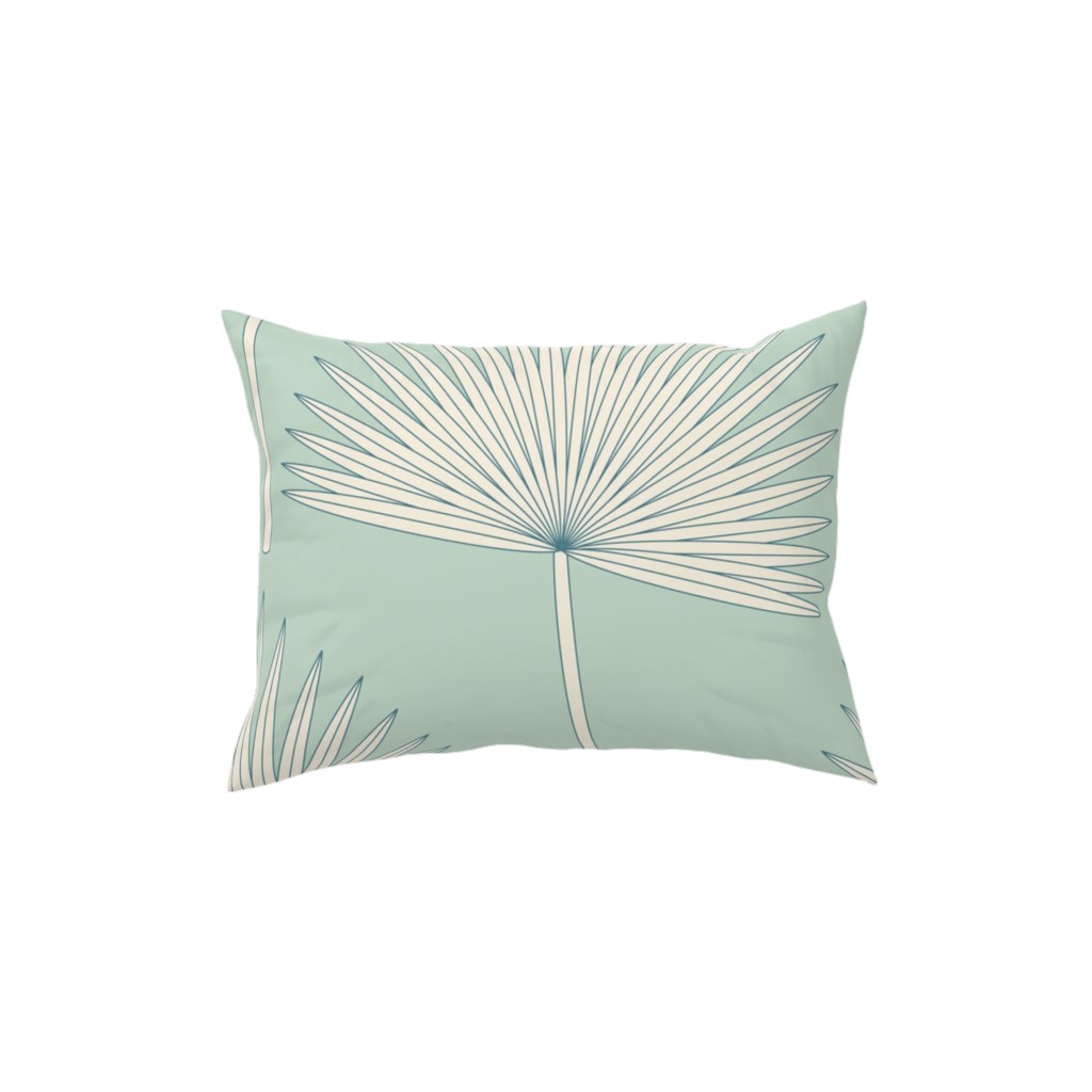 Boho Sunshine Palm Leaves Pillow, Woven, White, 12x16, Double Sided, Green