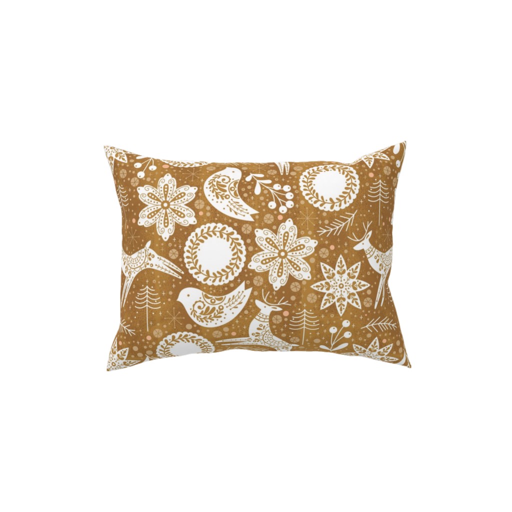 Gingerbread Forest - Brown & White Pillow, Woven, White, 12x16, Double Sided, Brown, Brown