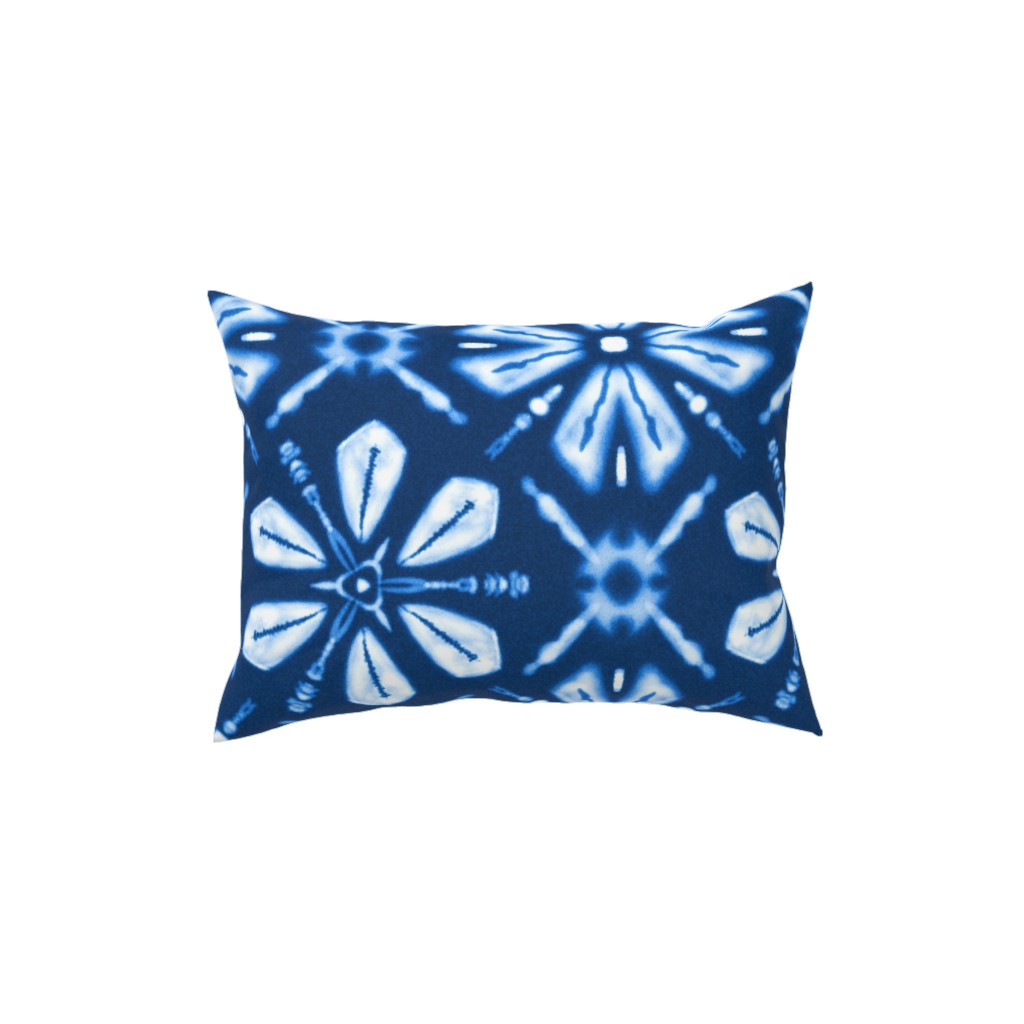 Shibori Flowers Pillow, Woven, White, 12x16, Double Sided, Blue, True Blue