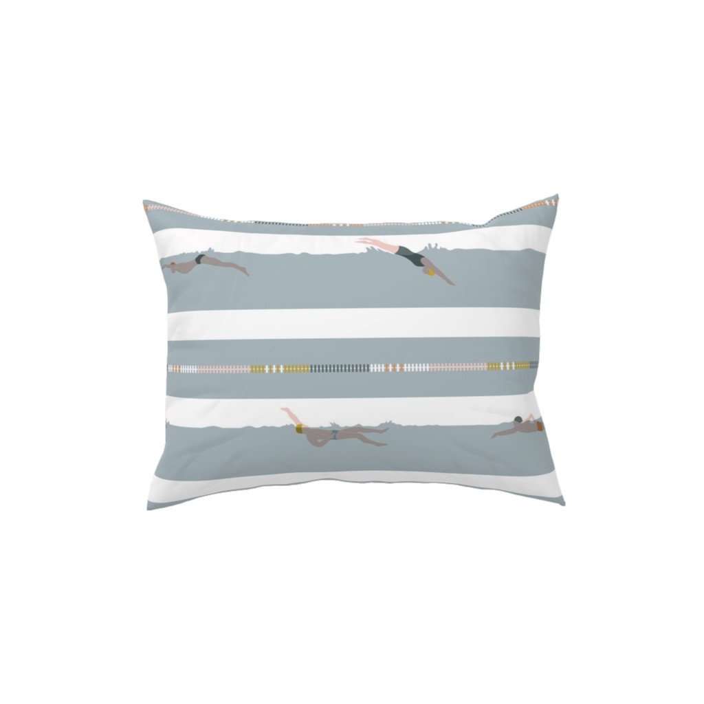 Swimming Laps Stripe - Multicolor Pillow, Woven, White, 12x16, Double Sided, Multicolor