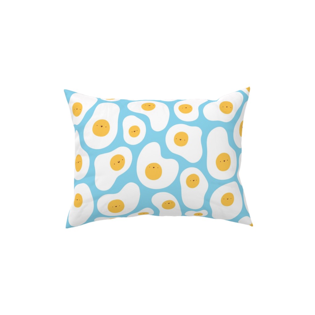 Cute Fried Eggs - Blue Pillow, Woven, White, 12x16, Double Sided, Blue