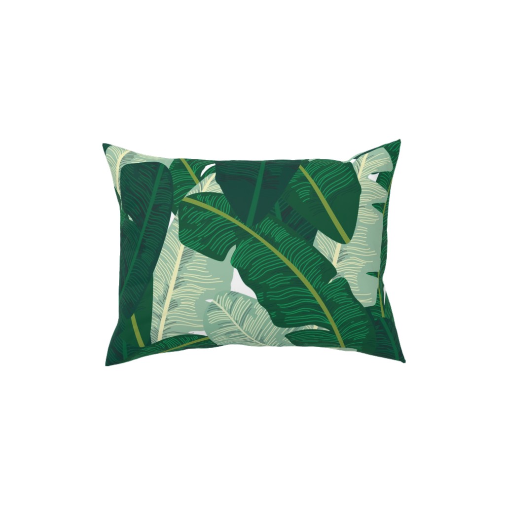 Classic Banana Leaves - Palm Springs Green Pillow, Woven, White, 12x16, Double Sided, Green