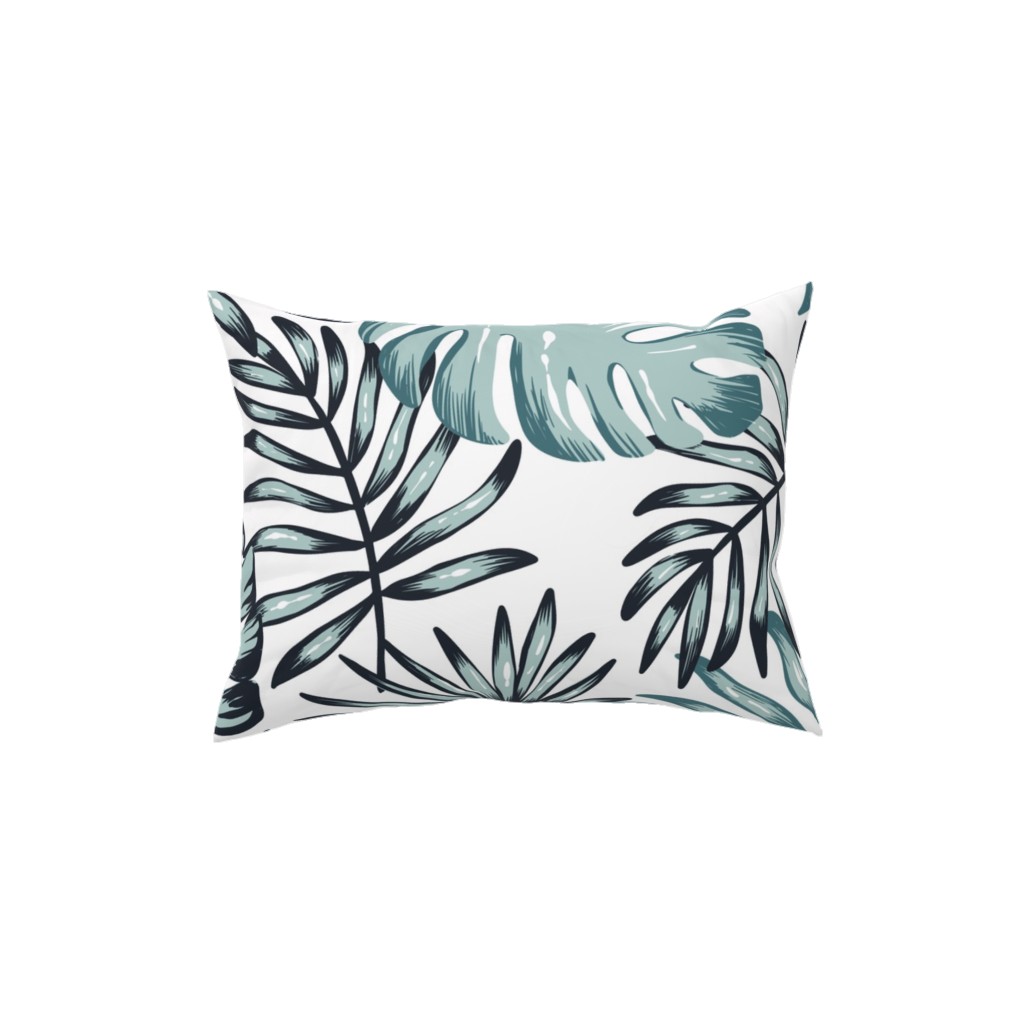 Tropical Leaves - Green Pillow, Woven, White, 12x16, Double Sided, Green, Classic Green