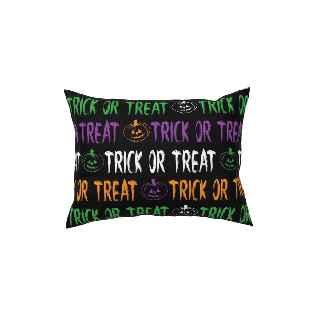 Trick or Treat Halloween Typography - Multi Pillow, Woven, White, 12x16, Double Sided, Multicolor