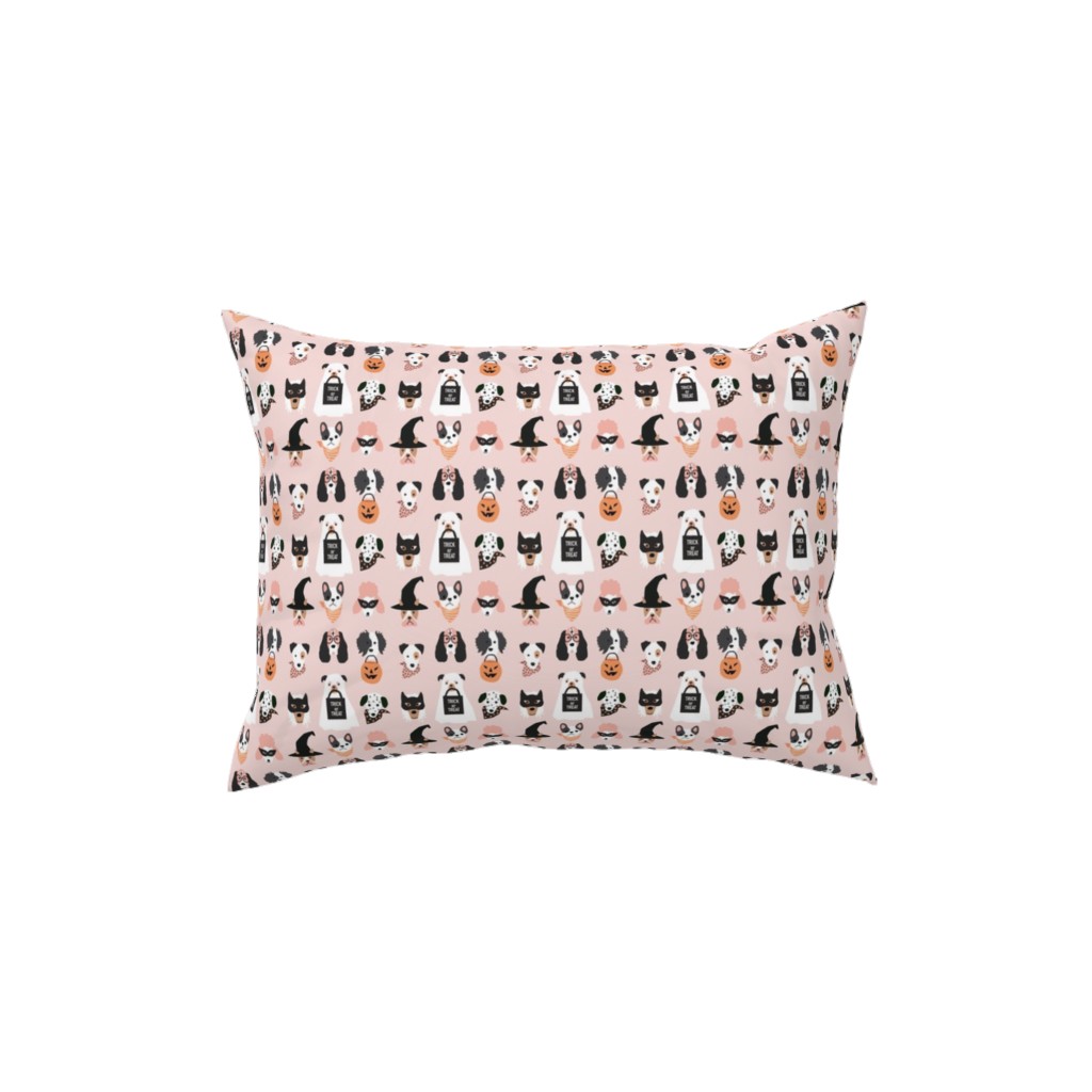 Halloween Puppies on Pink Pillow, Woven, White, 12x16, Double Sided, Pink, Bright Pink