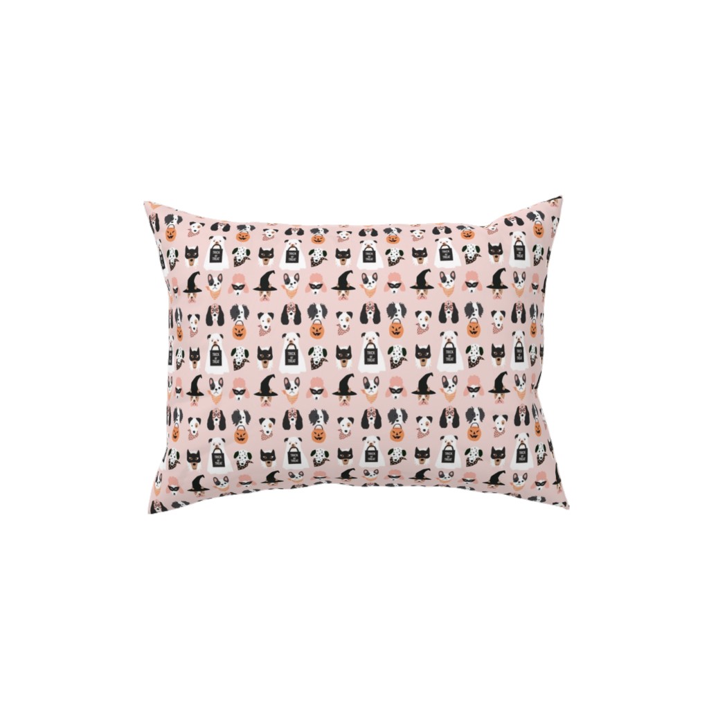 Halloween Puppies on Pink Pillow, Woven, White, 12x16, Double Sided, Pink