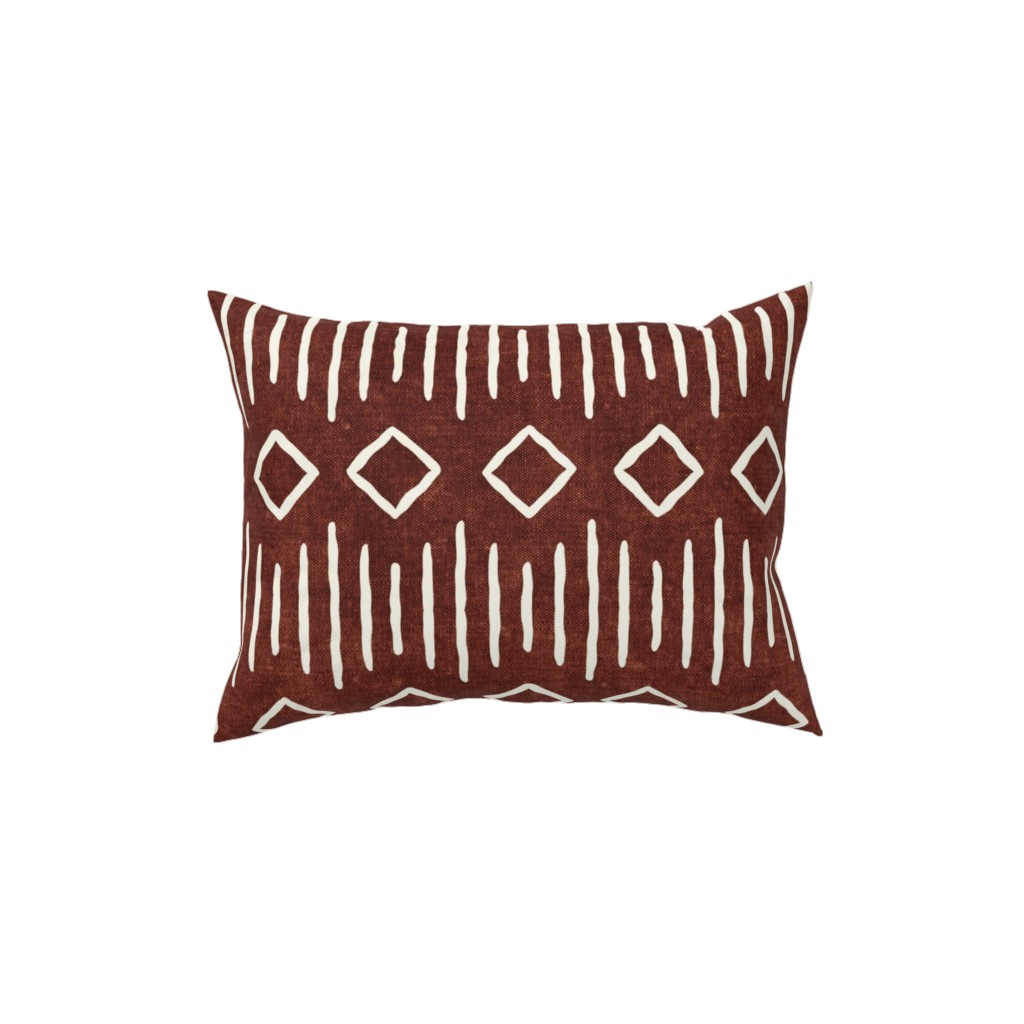 Diamond Mud Cloth Pillow, Woven, White, 12x16, Double Sided, Brown