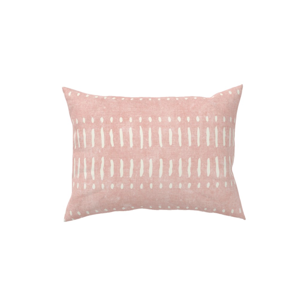 Dash Dot Stripes Pillow, Woven, White, 12x16, Double Sided, Pink