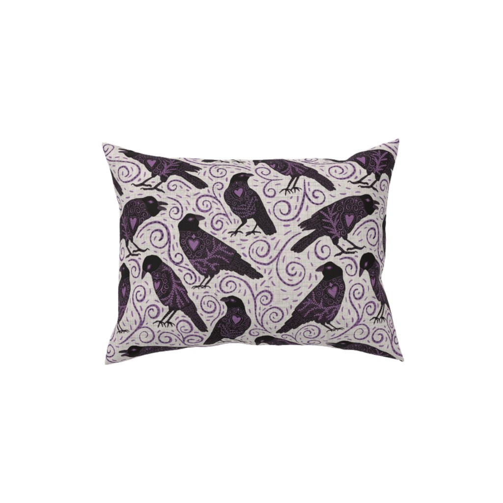 Raven - Ivory Pillow, Woven, White, 12x16, Double Sided, Purple, Purple
