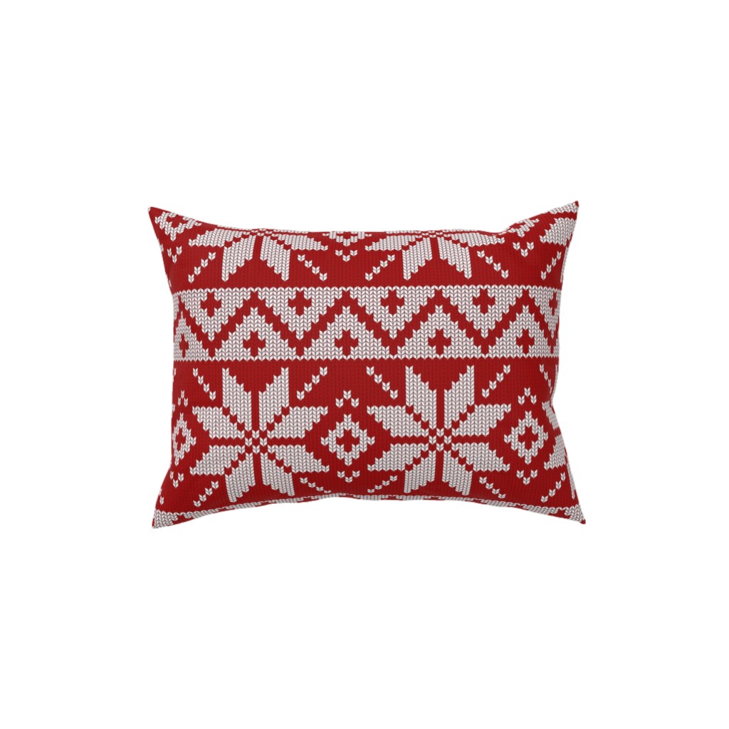 Christmas Knit - Red Pillow, Woven, White, 12x16, Double Sided, Red