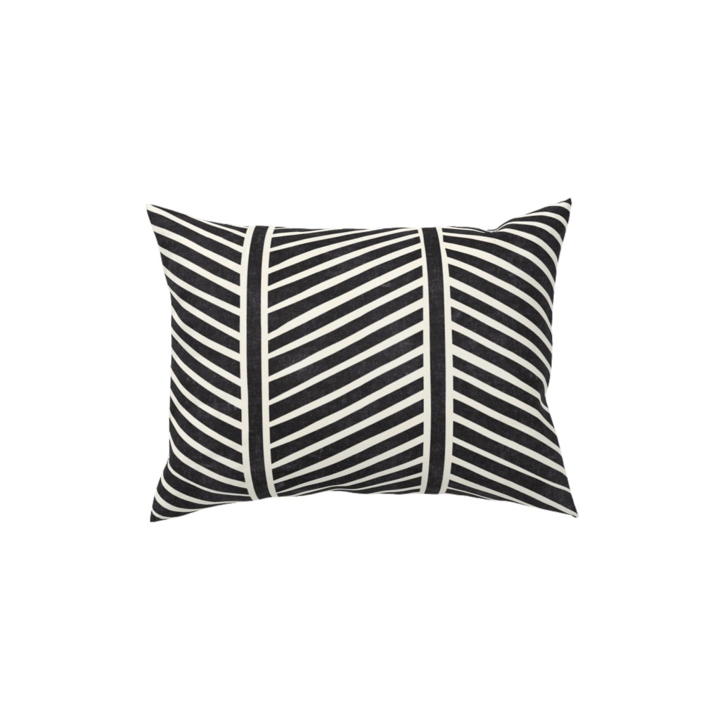 Organic Chevron Pillow, Woven, White, 12x16, Double Sided, Black, Charcoal