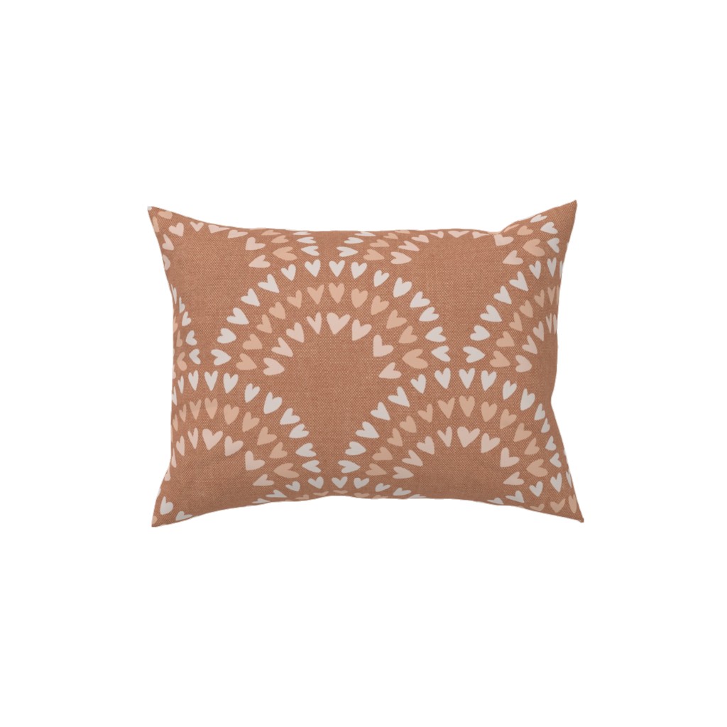 Scalloped Heart Rainbows - Pink Pillow, Woven, White, 12x16, Double Sided, Pink, Bright Pink