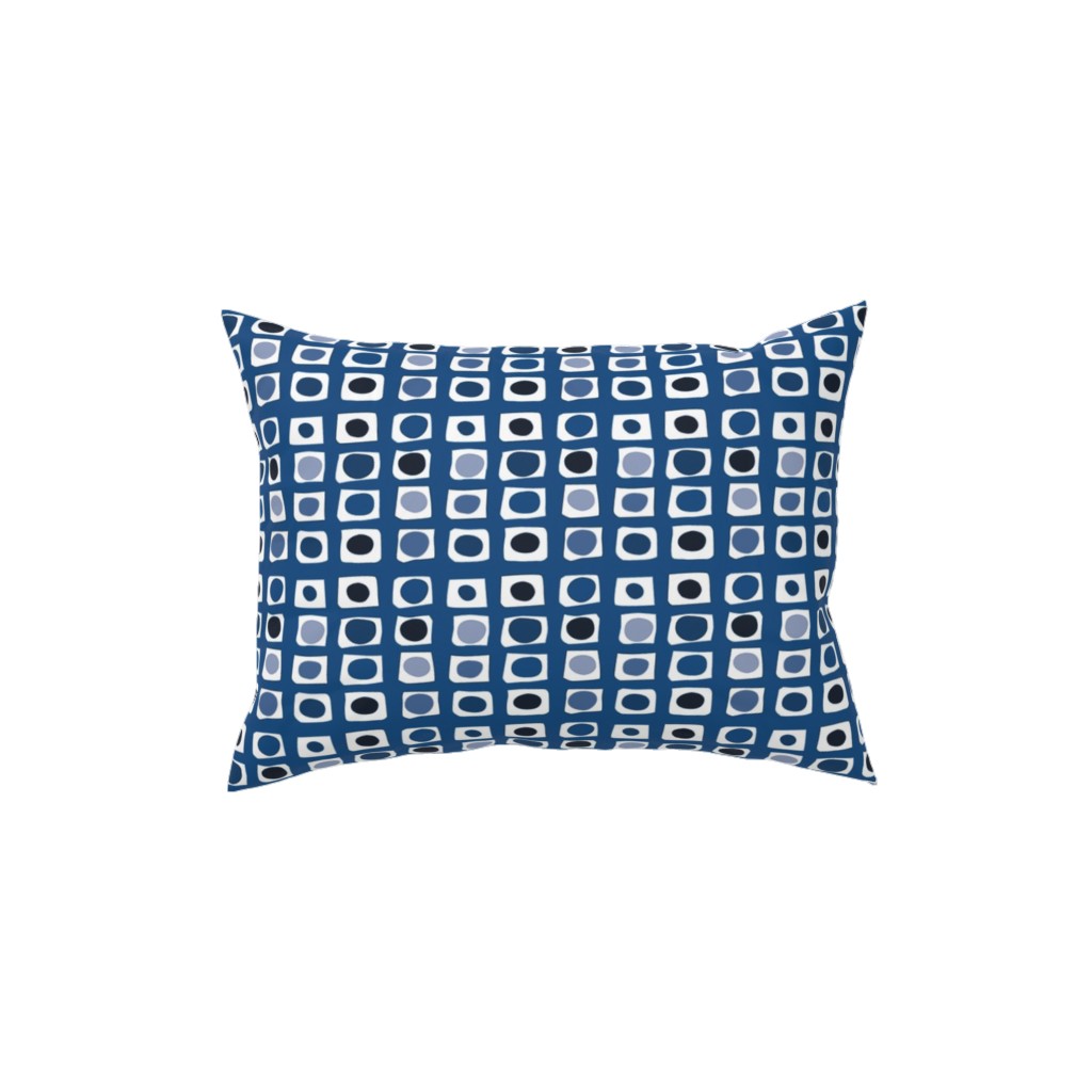 Little White Rectangles - Classic Blue Pillow, Woven, White, 12x16, Double Sided, Blue