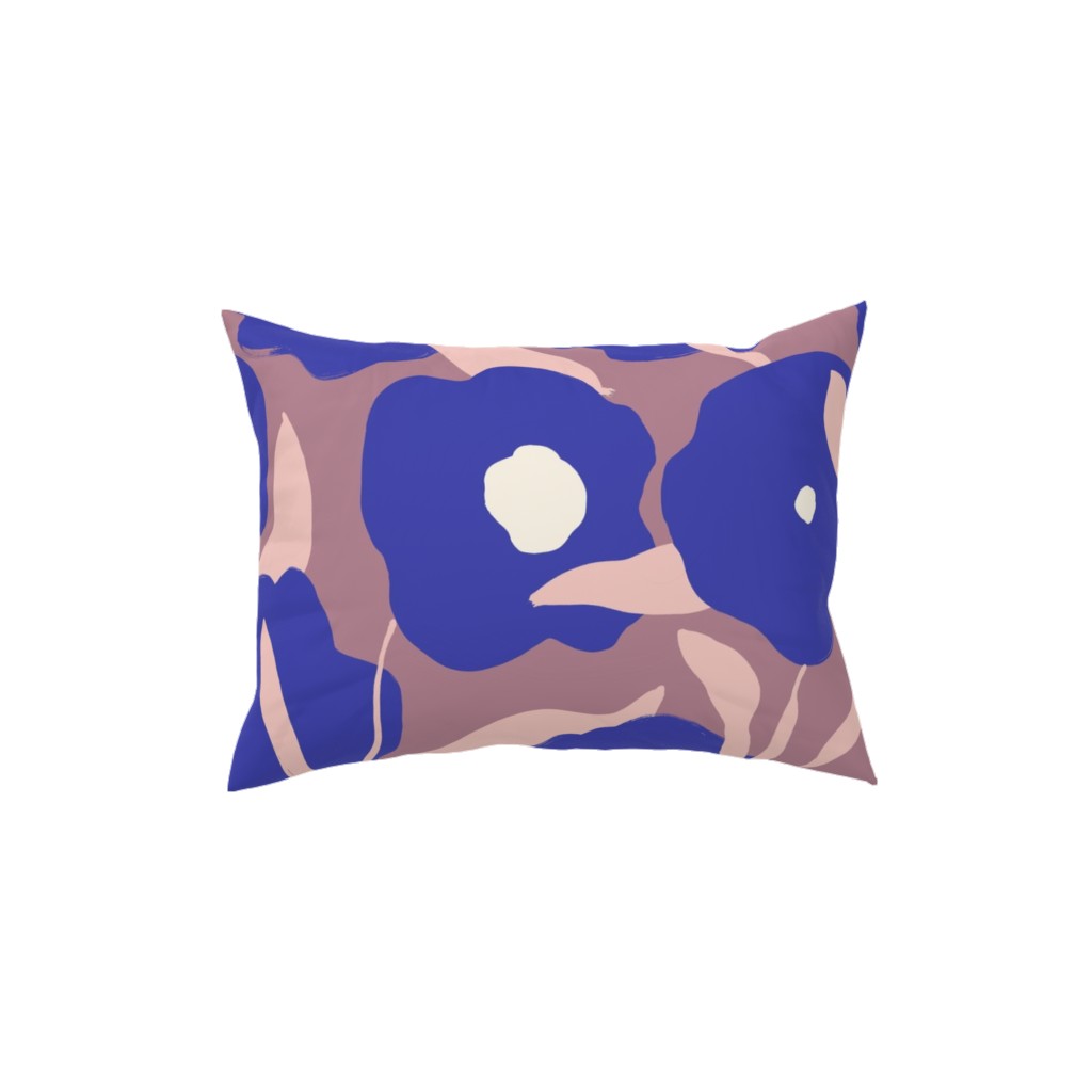 Allover Flowers - Blue Pillow, Woven, White, 12x16, Double Sided, Purple, Purple