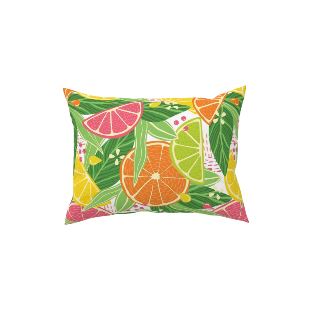 Summer Citrus Fruit Slices - Multi Pillow, Woven, White, 12x16, Double Sided, Multicolor