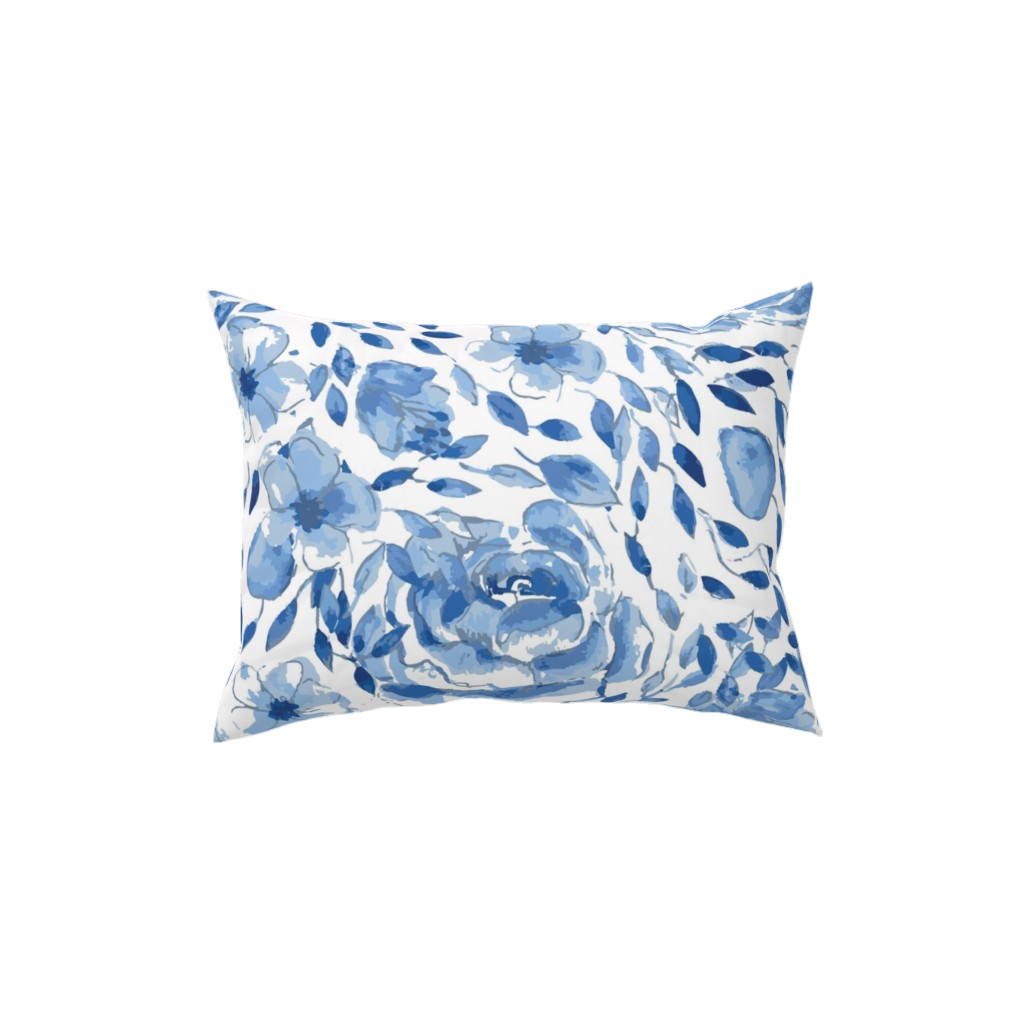 the Flow of the Garden - Blue Pillow, Woven, White, 12x16, Double Sided, Blue