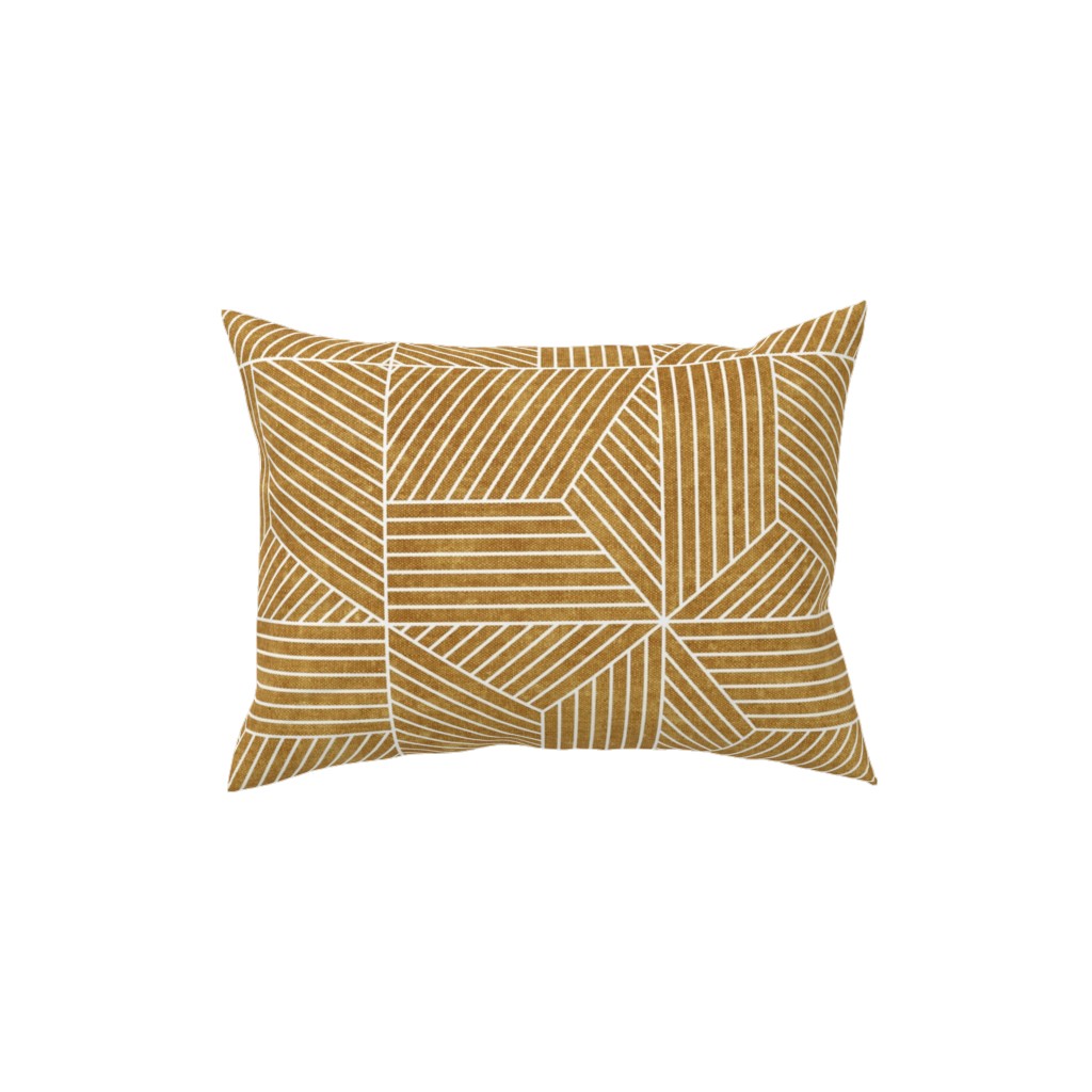 Bohemian Geometric Tiles - Mustard Pillow, Woven, White, 12x16, Double Sided, Yellow