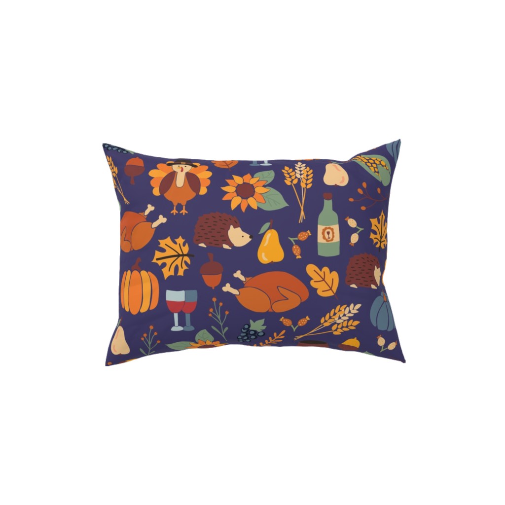 Thanksgiving Table - Multi Pillow, Woven, White, 12x16, Double Sided, Multicolor