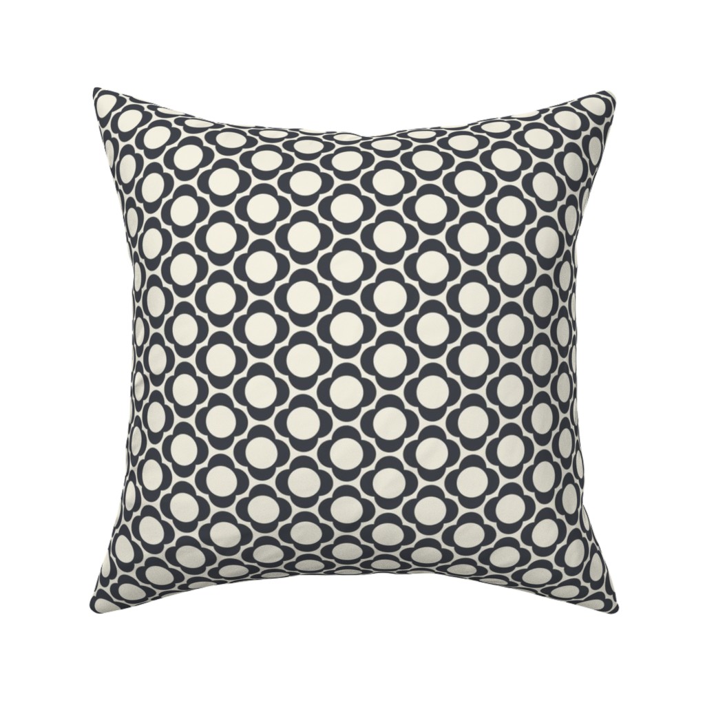 Lotta's Scandi Daisy - Navy on Cream Pillow, Woven, White, 16x16, Double Sided, Beige, Pearl