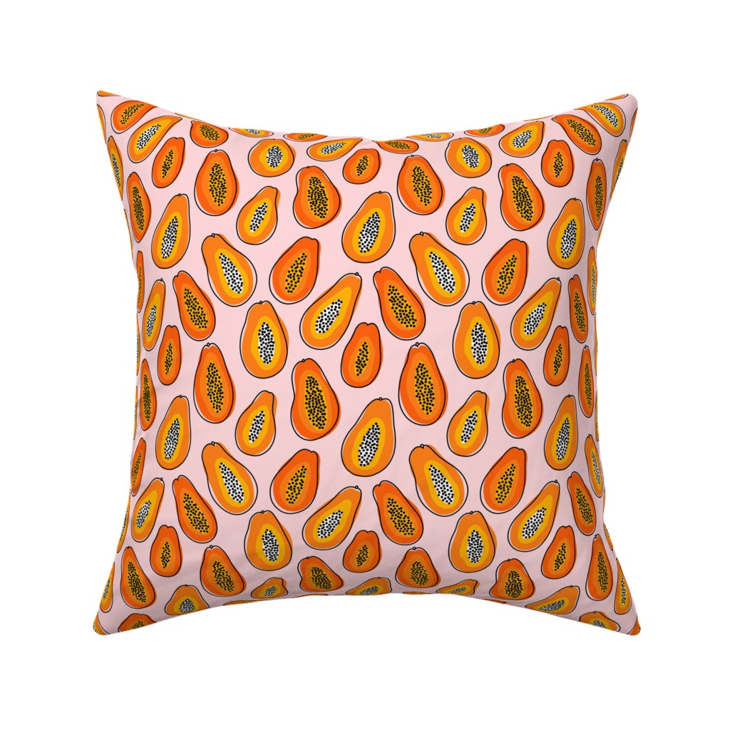 Abstract Papayas - Pink Pillow, Woven, White, 16x16, Double Sided, Pink