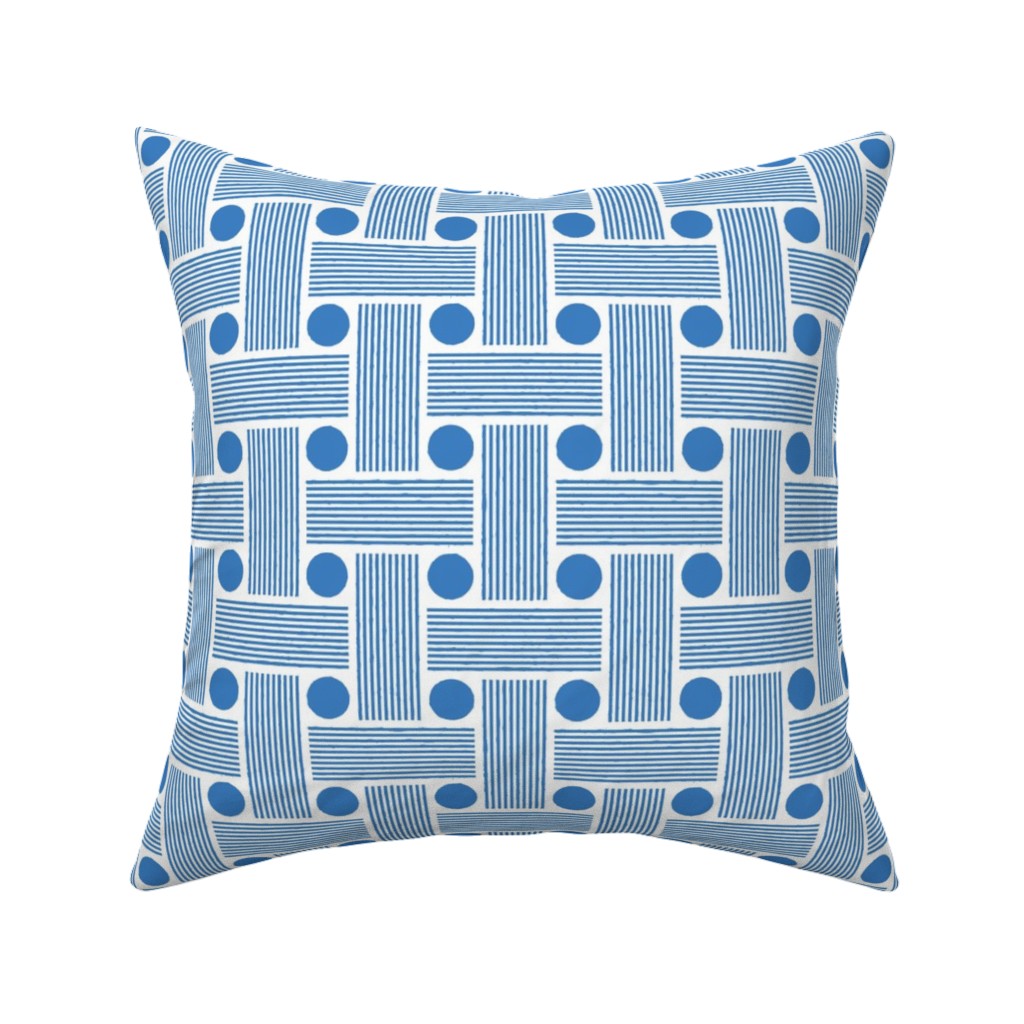 Beams - Blue Pillow, Woven, White, 16x16, Double Sided, Blue