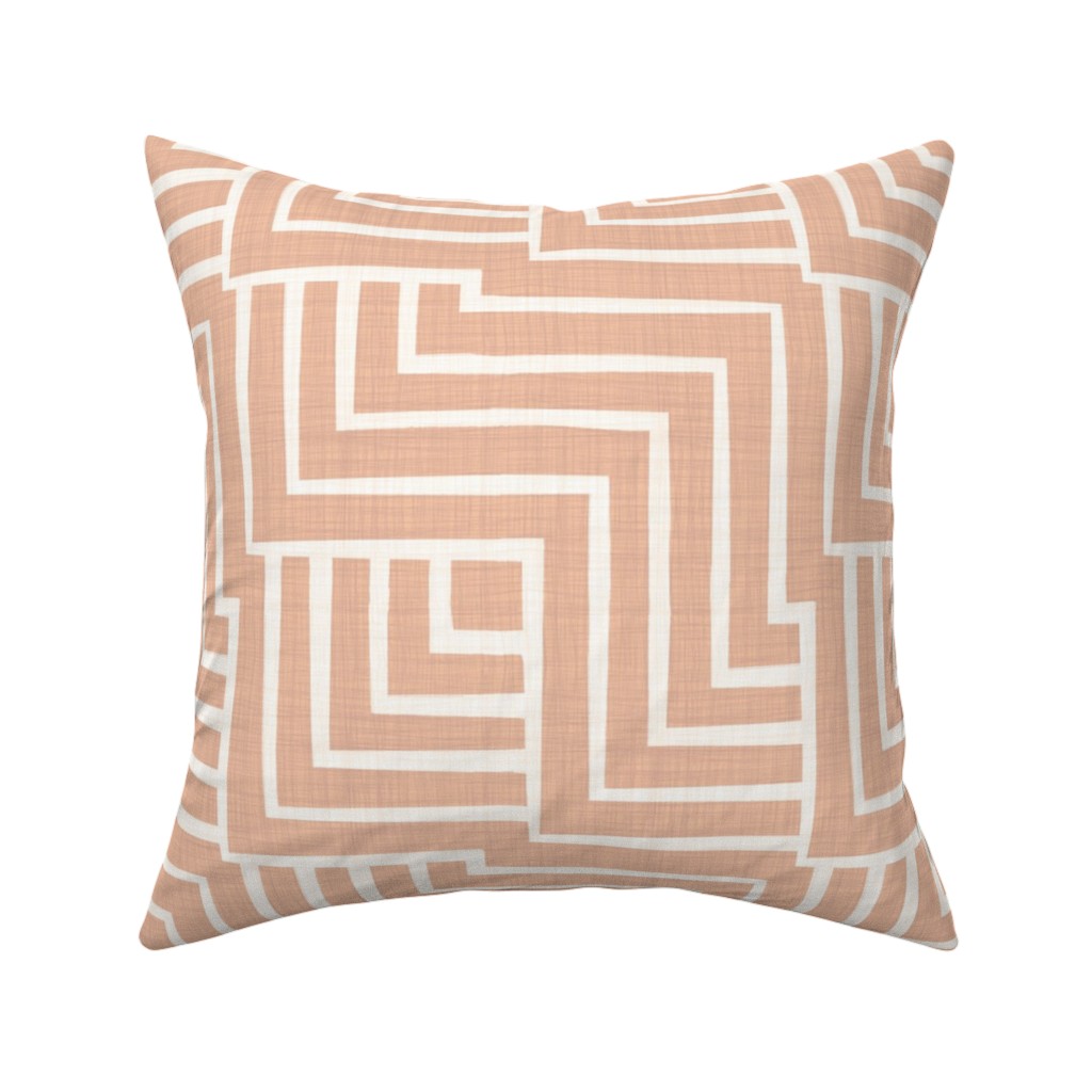 Square Angles - Pink Pillow, Woven, White, 16x16, Double Sided, Pink, Bright Pink