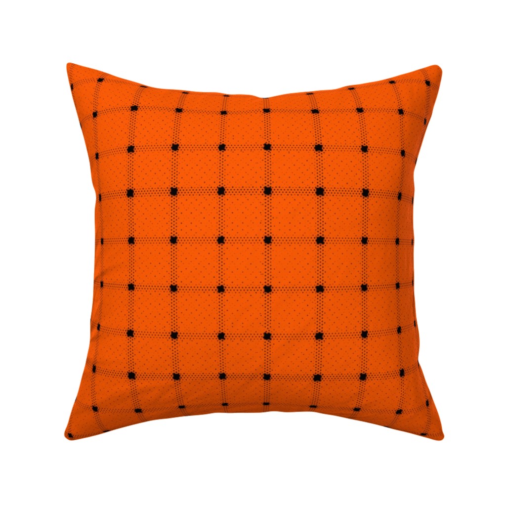 Gridded Plaid Pillow, Woven, White, 16x16, Double Sided, Orange