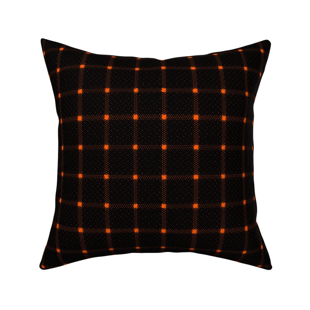 Gridded Plaid Pillow, Woven, White, 16x16, Double Sided, Black, Black