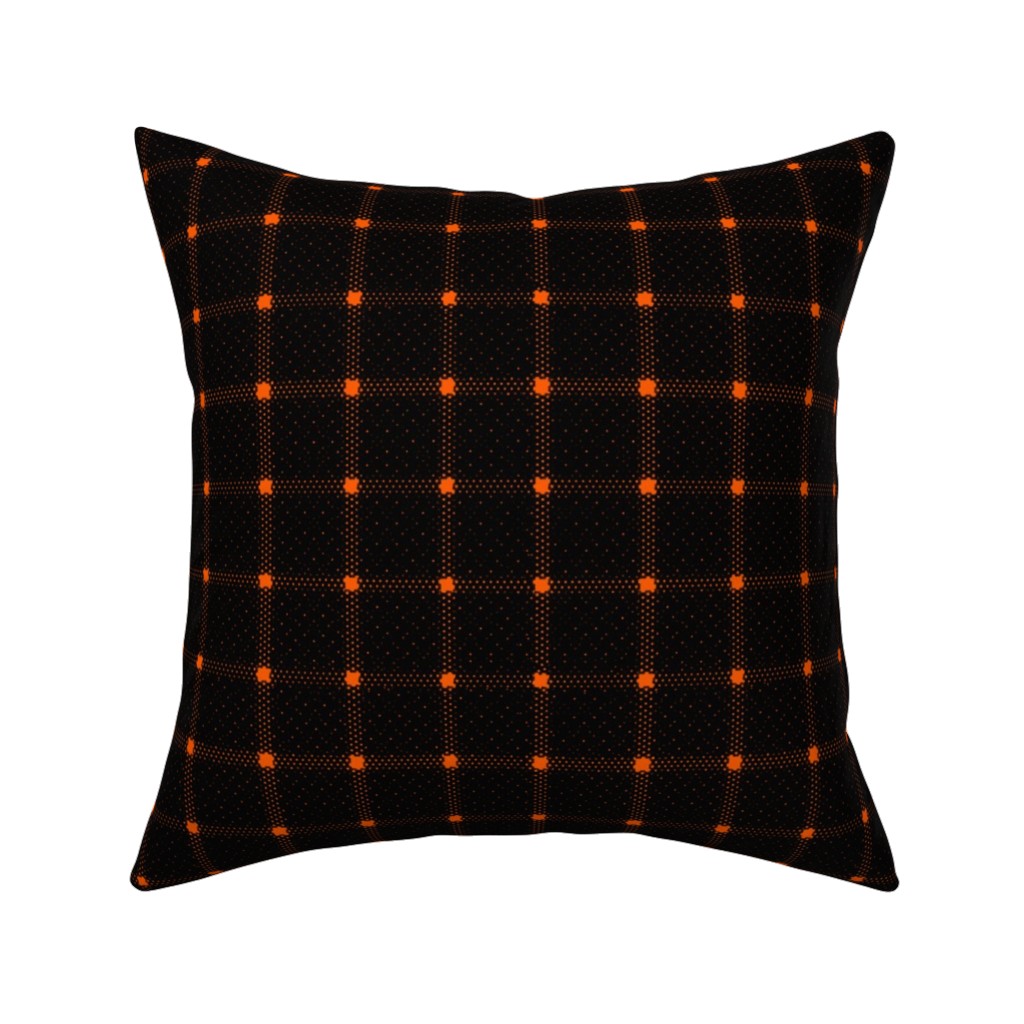 Gridded Plaid Pillow, Woven, White, 16x16, Double Sided, Black