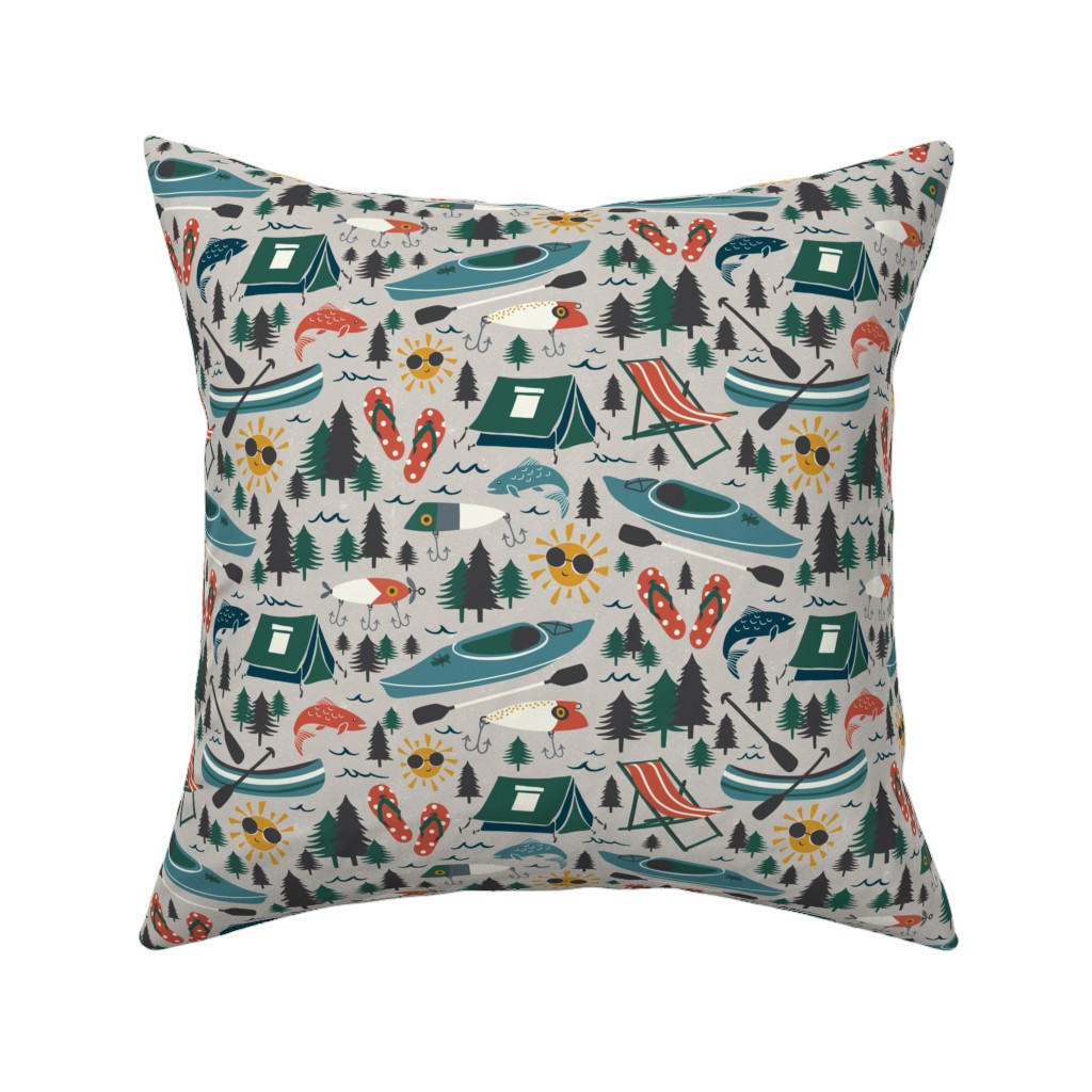 Lake Life Pillow, Woven, White, 16x16, Double Sided, Multicolor, Sandstone