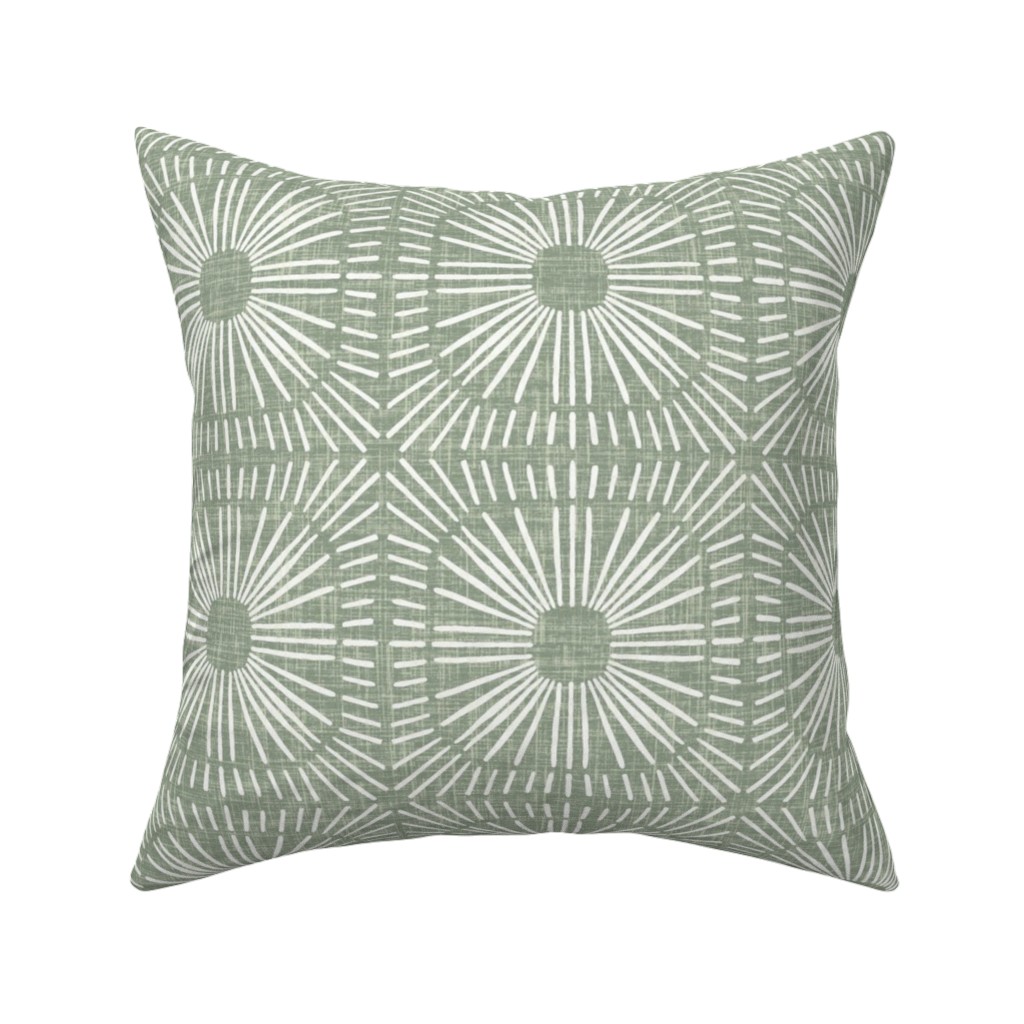 Sunburst in Sage Pillow, Woven, White, 16x16, Double Sided, Green