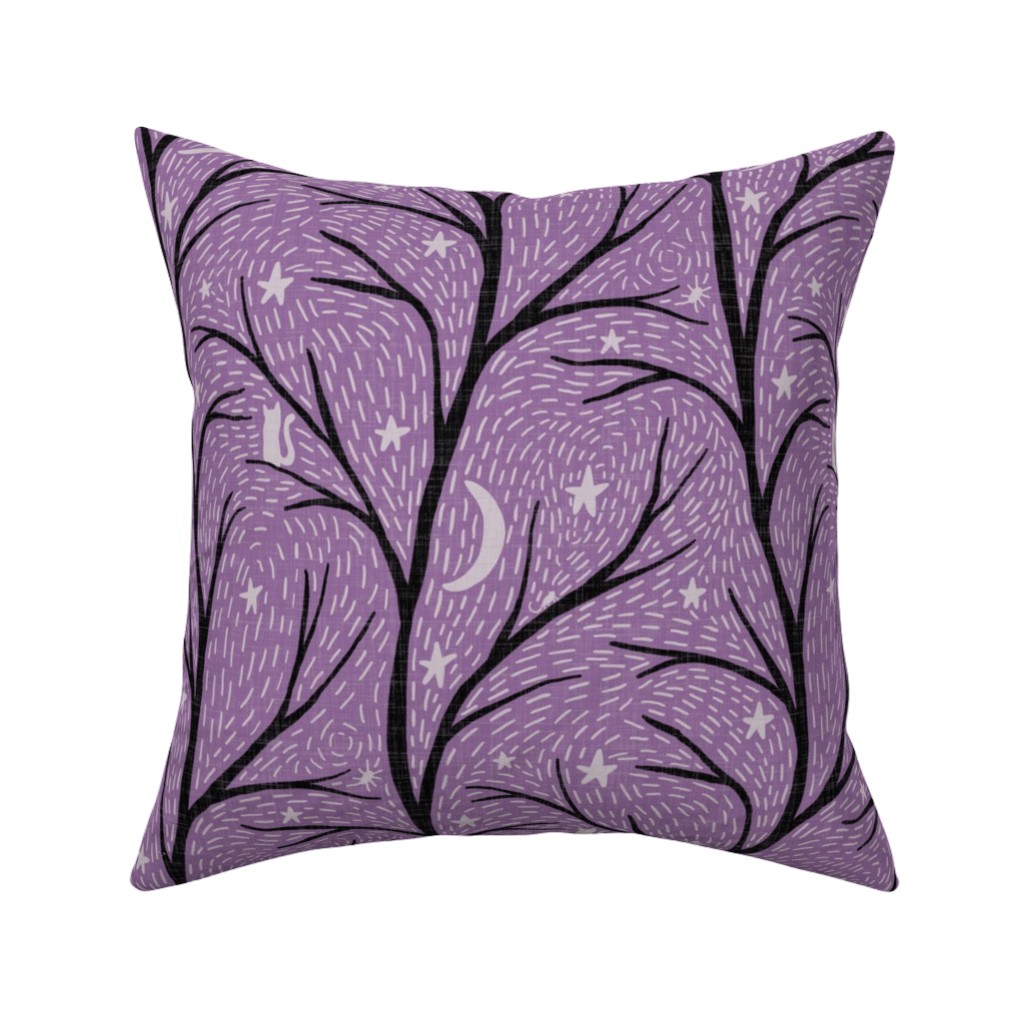 Spooky Night - Purple Pillow, Woven, White, 16x16, Double Sided, Purple